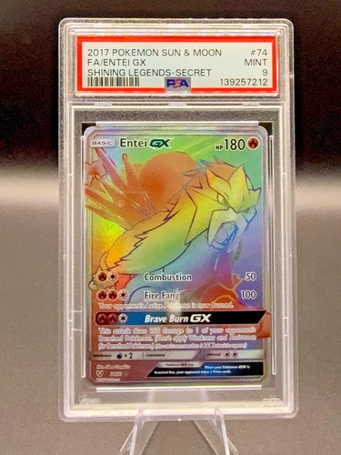 2017 POKEMON SUN & MOON SHINING LEGENDS SECRET #74 FULL ART/ENTEI GX PSA 9
