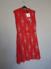 TRUE DECADENCE RED HIGH NECK EMBELLISHED DRESS SHORT SLEEVELESS SIZE 12 £70