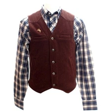 Wyoming Traders Mens Wyoming Wool Cowboy Ranch Wear Vest - BROWN 
