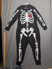 old navy skeleton bones one piece pajamas loungewear, unisex medium xl
