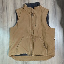Vintage Carhartt Brown Men XLT Work Wear Vest Sherpa Fleece Lined XL Tall EUC