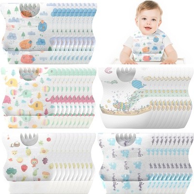 Shinymoon 100 Pcs Disposable Baby Bibs Individual Wrapped Travel Bibs Waterpr...