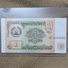 Tajikistan 1 Ruble Banknote 1994 Uncirculated Uncertified Ungraded Collectible