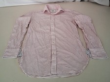 M.J. Bale Dellwood Shirt Men Size 37 Athletic Red Grid Check Cotton Button Up