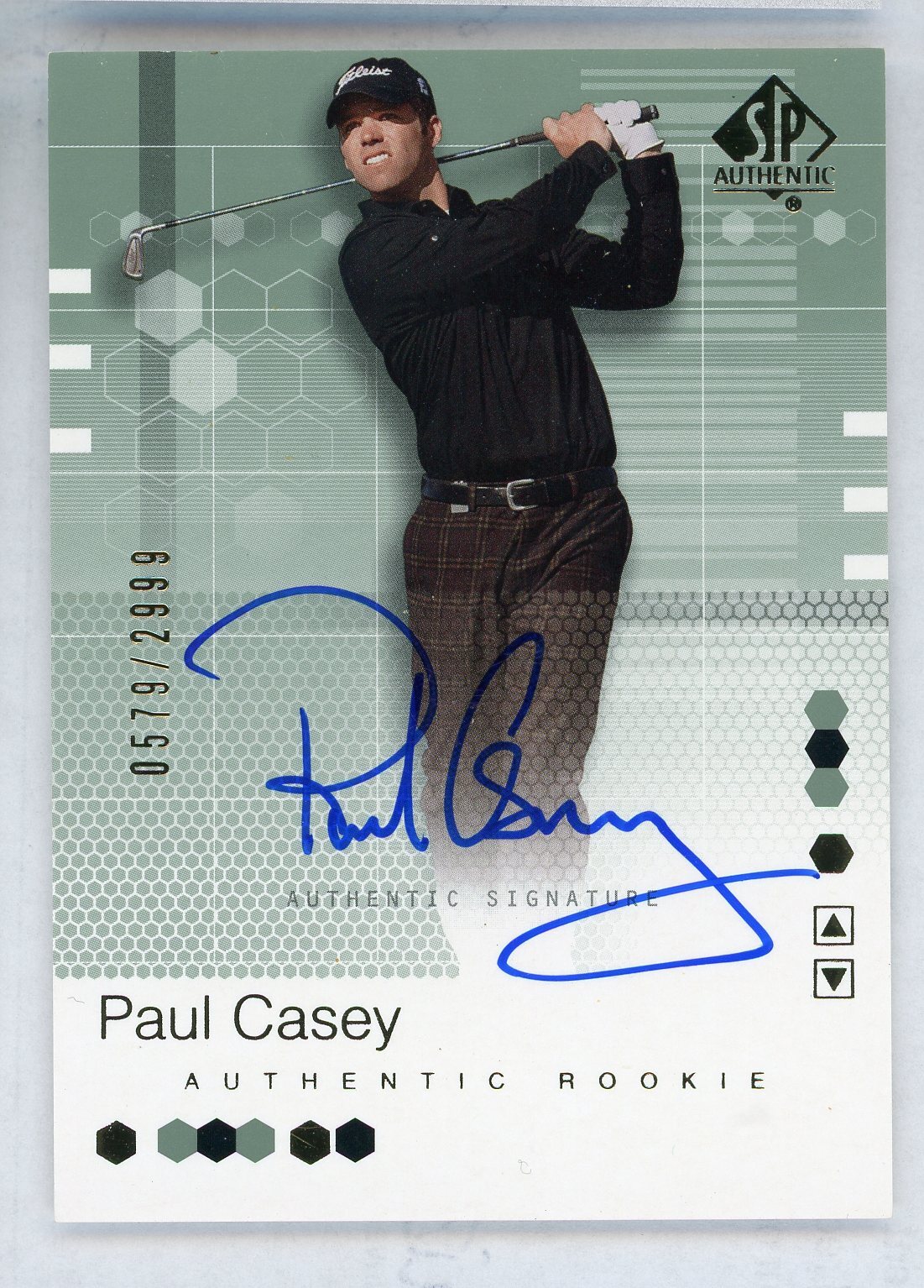 Paul Casey 2002 SP Auto Authentic Rookie #99 Serial #d /2999 