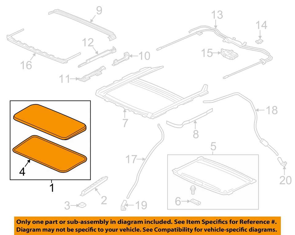 Vidrio de panel de techo usado para: Acura Rdx 2016 grado A Foto 3 de 4