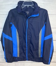 L.L. Bean Youth L 14-16 Lined Hooded Ski Jacket Blue Double Zipper