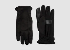 $50 Isotoner Men's Black Fleece Lined Leather Smart Driving Gloves Size Large