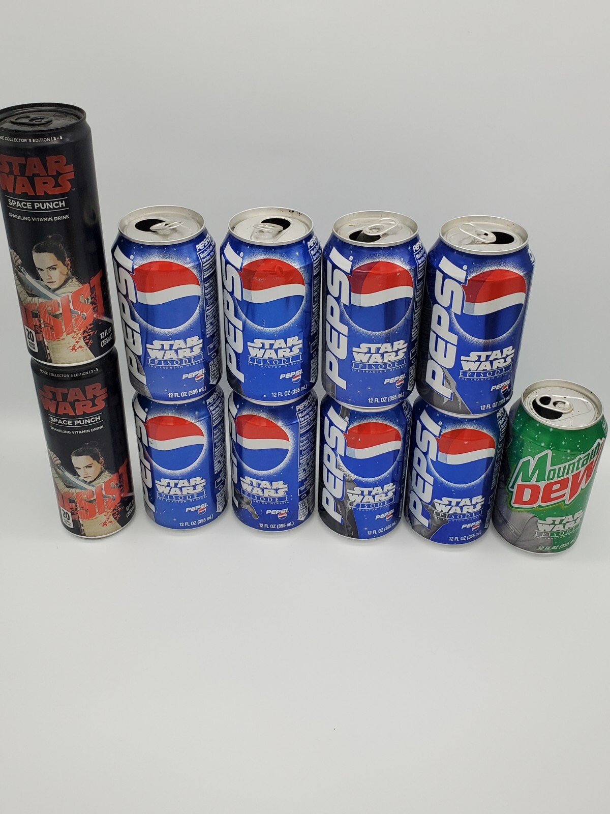 1999 Star Wars Episode I The Phantom Menace Pepsi Cans Mtn Dew Can Space Punch - Picture 5 of 5