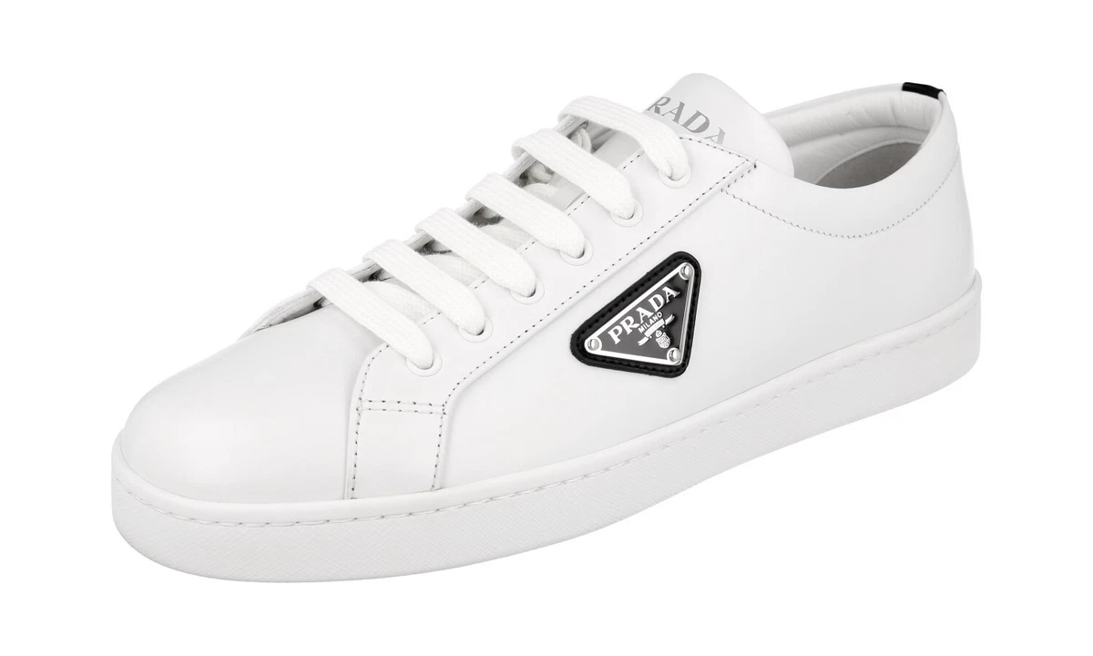 PRADA Leder Downtown Sneaker - 1E941M - Weiss Schwarz - NEU - 40 UK 7