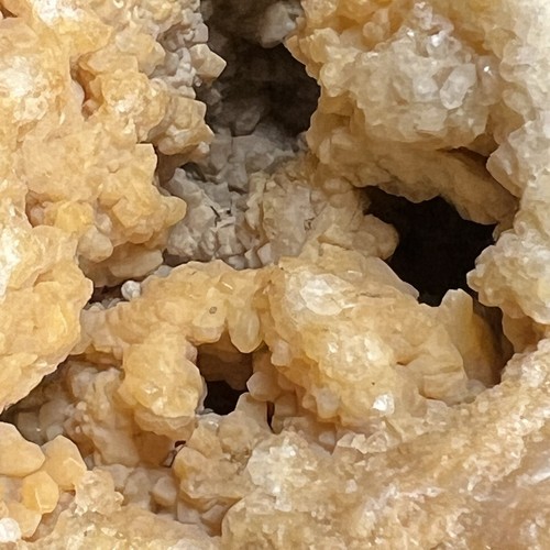 3-1/3” Yellow Chalcedony coated Cubic Crystal Quartz Cluster Natural Geode - Picture 3 of 9