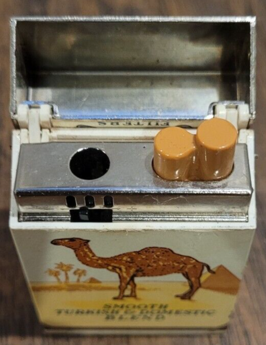how to refill a vintage camel cigarette pack lighter Camel Filters Hard Pack Cigarette Pack Style Lighter Vintage Flip Top