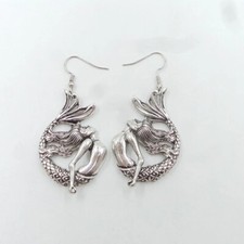 925 Silver Post Mermaid Fashion Jewelry Charms Earrings Gift Hook 2PK