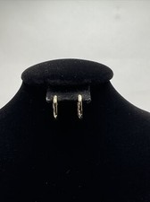 CUTE 14K Yellow Gold Diamond Cut HOOP Earrings 14.5mm x 1.7mm 0.7gr.