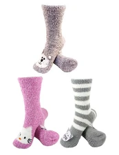 Women's Fuzzy Cozy Warm Cute Animal Home Bed Cabin Socks - 3 Pair (Asst 28)