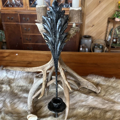 Wall Sconce Candle Holder Primitive Black Metal Country Farmhouse