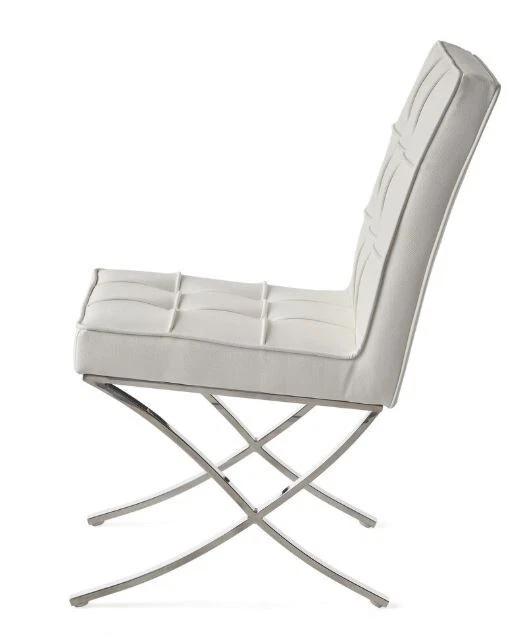 Juego de 2 sillas de comedor de cocina Parson Tufted con brazo blanco menos cuero baratas Foto 3 de 4