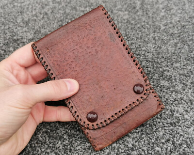 Holländische Leder Geldbörse, einzelnes Einsteckfach, Peitschenstich, Vintage