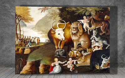 Edward Hicks Das friedliche Königreich KINDER LEINWAND GEMÄLDE KUNSTDRUCK WAND 2175