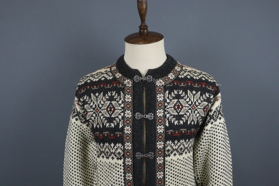 DALE OF NORWAY Multicolor Fair Isle Wool Knit Clasp Ski Cardigan Sweater S - Image 2 of 4