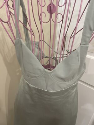 Free People Gia Dress Size 2 Green Satin Bodice Maxi Slinky Tie Back | eBay