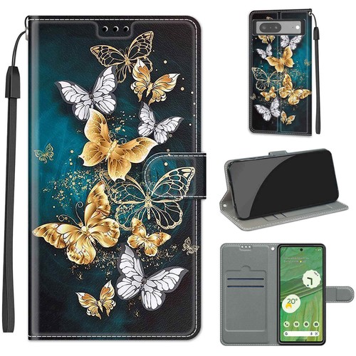 Butterfly Cat Flower Tape Wallet Phone Case For Google Pixel 6 7 8 Pro 7A 8A 6A - 第 31/31 張圖片