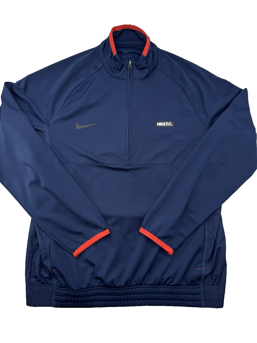 Nike Mens Track Jacket Half Zip Football Track Sport Navy VGC