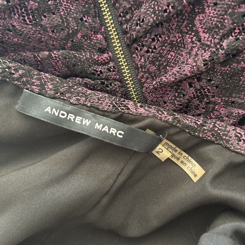 Andrew Marc Women’s Ruched Bodycon Dress Purple Black Size 2 - Picture 8 of 10