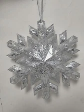 Holiday Lane Glittered Plastic Snowflake Ornament SET OF 2, Christmas Decoration