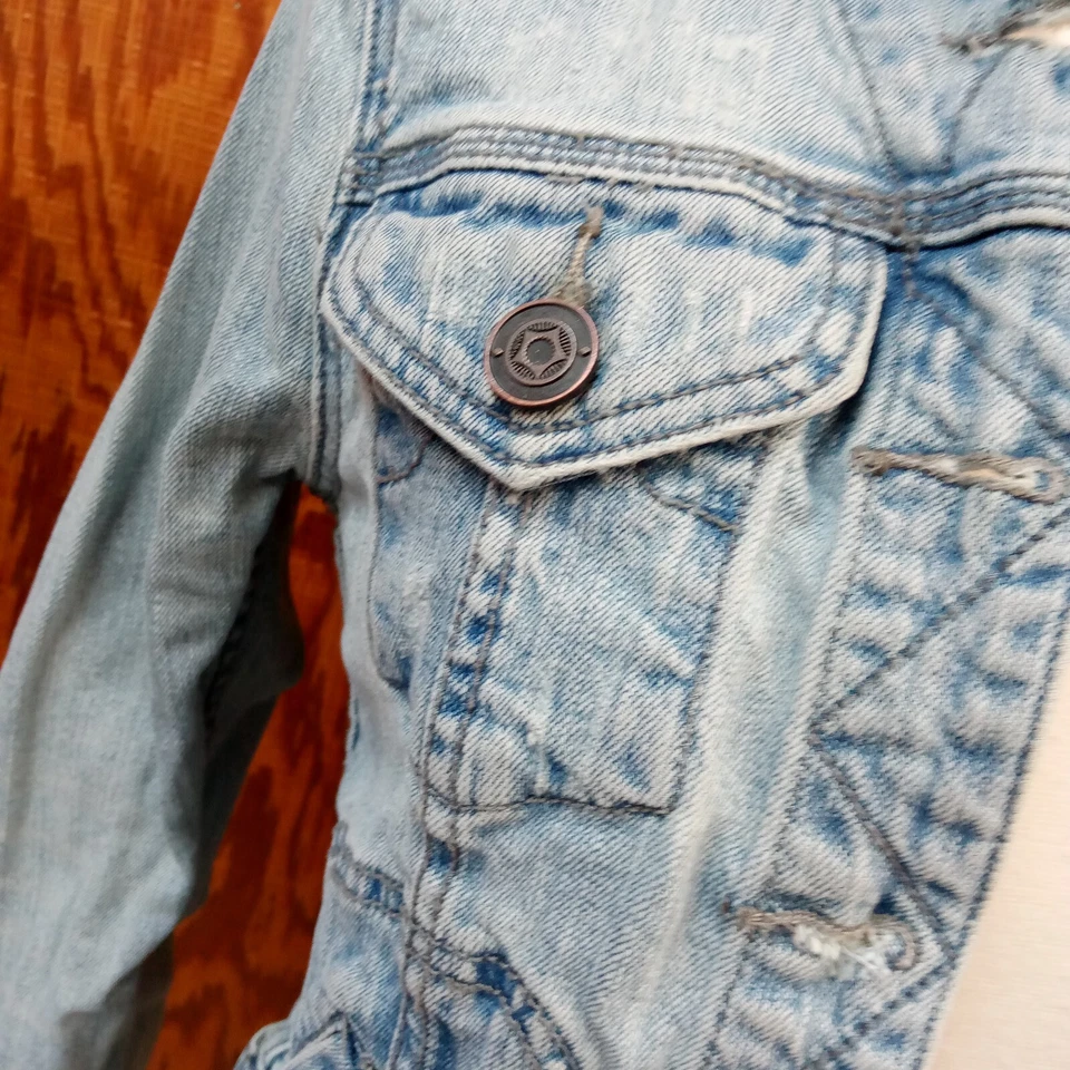 Chaqueta de camionero de mezclilla para mujer Joseph con botones delanteros gris-azul talla S pequeña Foto 3 de 4