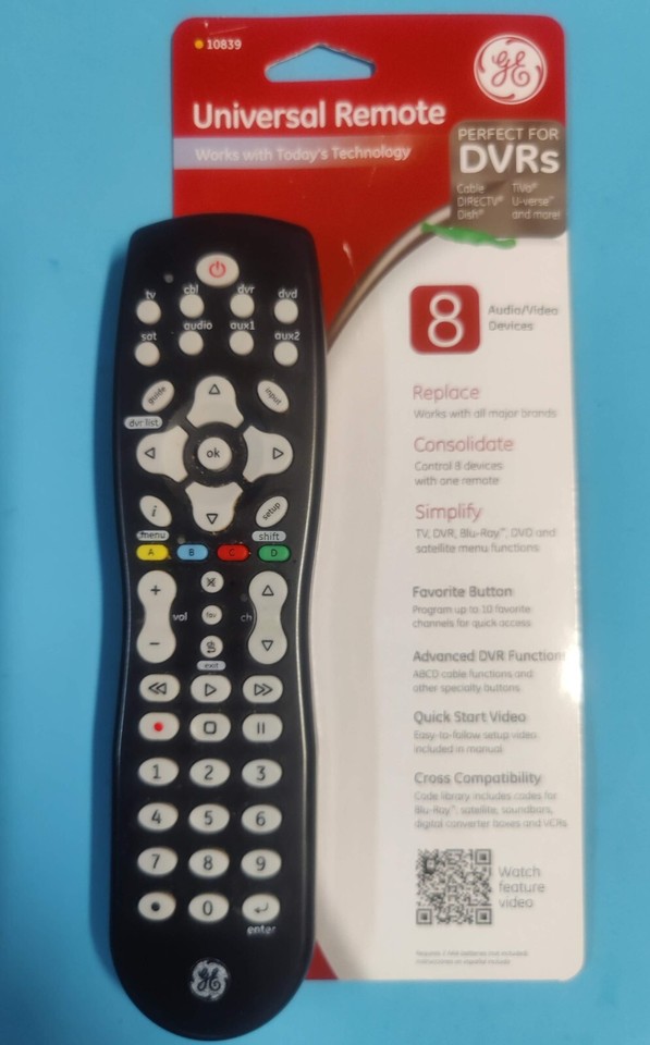 Lot of 2 GE Universal Remote Jasco Backlit 8 devices Instruction Manual