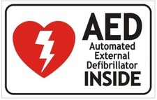 AED AUTOMATED External DEFIBRILLATOR Sign (White, Double Sided Tape..REF24-1027