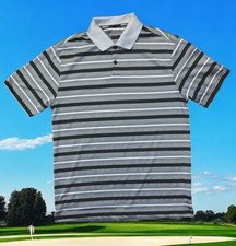 Nike Golf Dri-Fit Tour Performance Polo Shirt Stripe Black Gray 619844-075 Men M