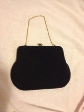 Vintage 60s Sarne Italian Beaded Black Bag - Made In Japan Pretty