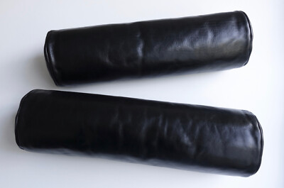 1 PAAR BAXTER VINCENT LEDERKISSEN, NACKENROLLEN, ARMROLLEN, LEDER TUSCANY BLACK