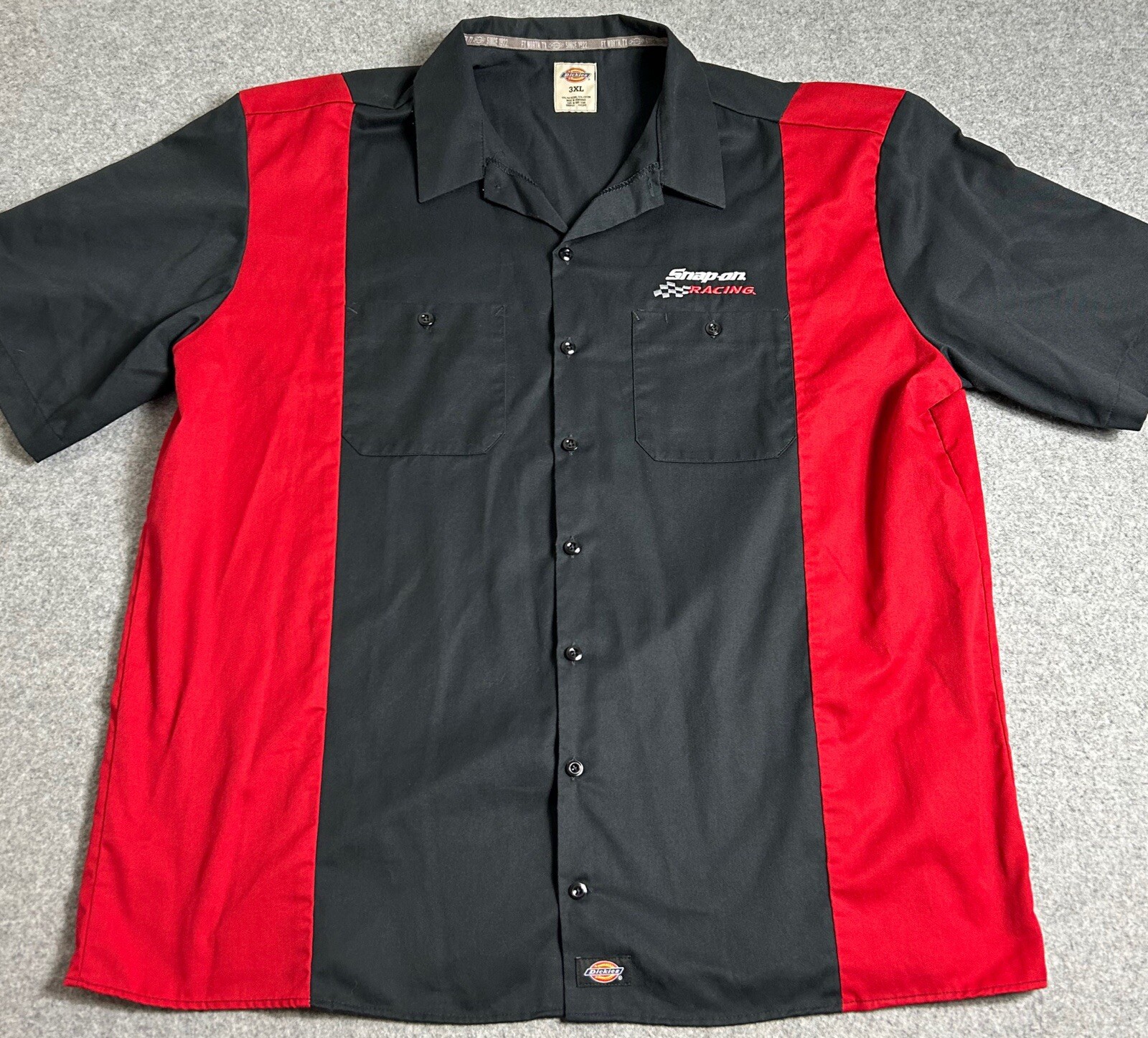 Snap On Tools Racing Button Up Shirt Mens 3XL Short Sleeve Pockets Mechanic