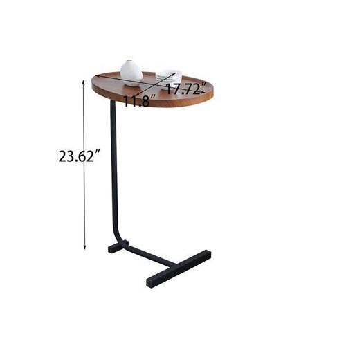 C Shaped End Table Small Side Table Narrow Brown for Sofa Couch and Bed Bedroom - Picture 2 of 11