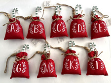 SANTA BAG  Green CANDY CANE INITIAL LETTER MONOGRAM ORNAMENT A/B/C/D/E/G/K/M/T