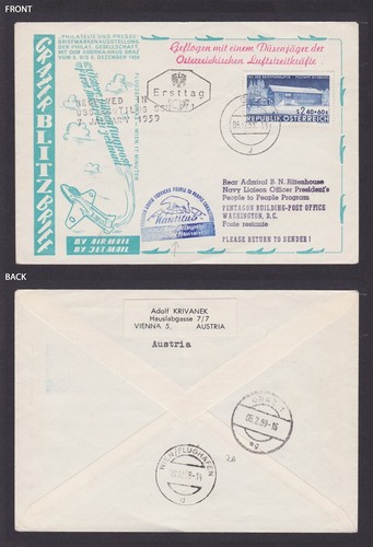 AUSTRIA 1958, Air mail Cover to USS Nautilus Atom submarine - Picture 3 of 3