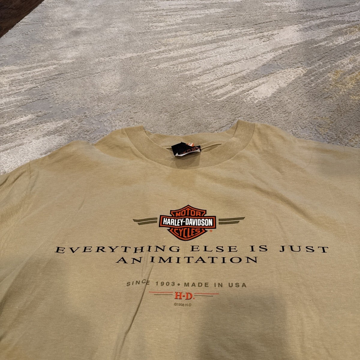 VTG Harley Davidson Brown T-Shirt Size L Lake Shore Waukegan