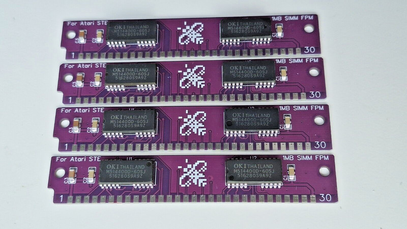 New Atari STE 4MB RAM Kit (4x1MB) 30pin SIMM 60nS DRAM New