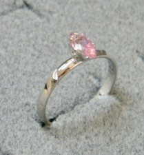 Lady's Women's Rhodium Plated Marquise Solitaire Ring Pink CZ New Free Shipping