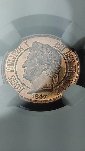 1847 France Essai 2 Centimes  Bronze   NGC MS67 RB   Pop Top 2/0            4133