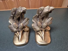 Vintage Pair Brass Bookends Pinecone Branch Philadelphia Mfg Co PMC86 EXC