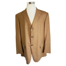 Geoffrey Beene Men  s 46L Camel Brown Wool 3 Button Blazer EUC