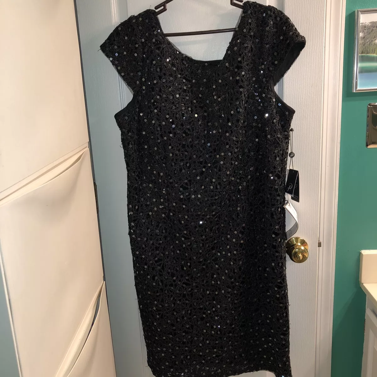Women s Macy s Adrianna Papell Black Sequin Dress New Size 22W