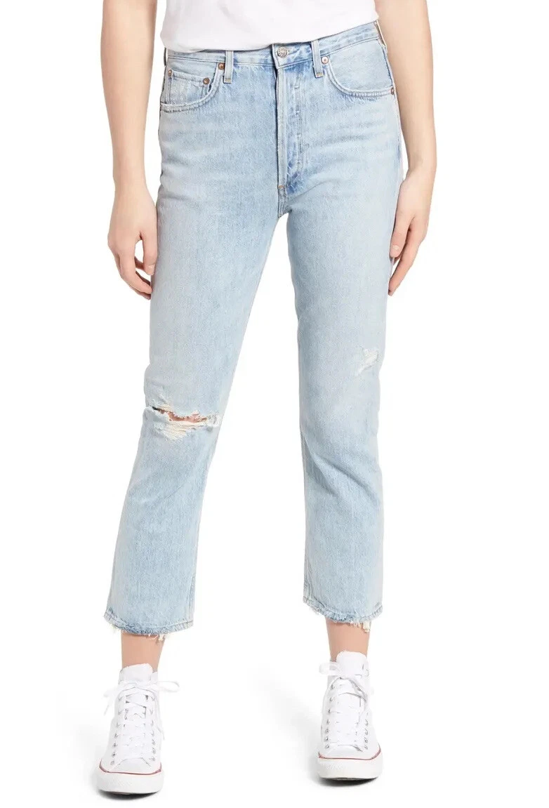 Agolde riley high rise slim store crop jeans