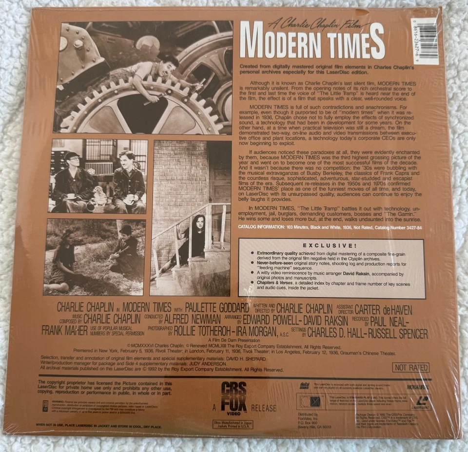 MODERN TIMES Charles Chaplin Collection newly remastered Laserdisc unopened NR ! - Image 3 of 4