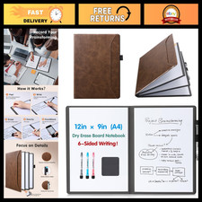 Portable 6-Sided Whiteboard 12x9 Inch A4 - Double-Sided Dry Erase Board for Home