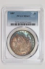 1887 MORGAN DOLLAR PCGS MS63 RAINBOW TONING!